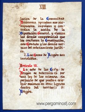 Texto del Estatuto de Autonomía de Aragón - Edición facsímil conmemorativa XX Aniversario. (2)