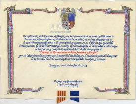 DIPLOMA ACREDITATIVO DE “RECONOCIMIENTO A LOS SERVICIOS A ARAGÓN” DE LA INSTITUCIÓN DEL JUSTICIA DE ARAGÓN